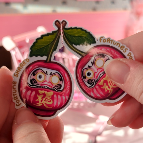 Cherry Daruma Doll - Sticker